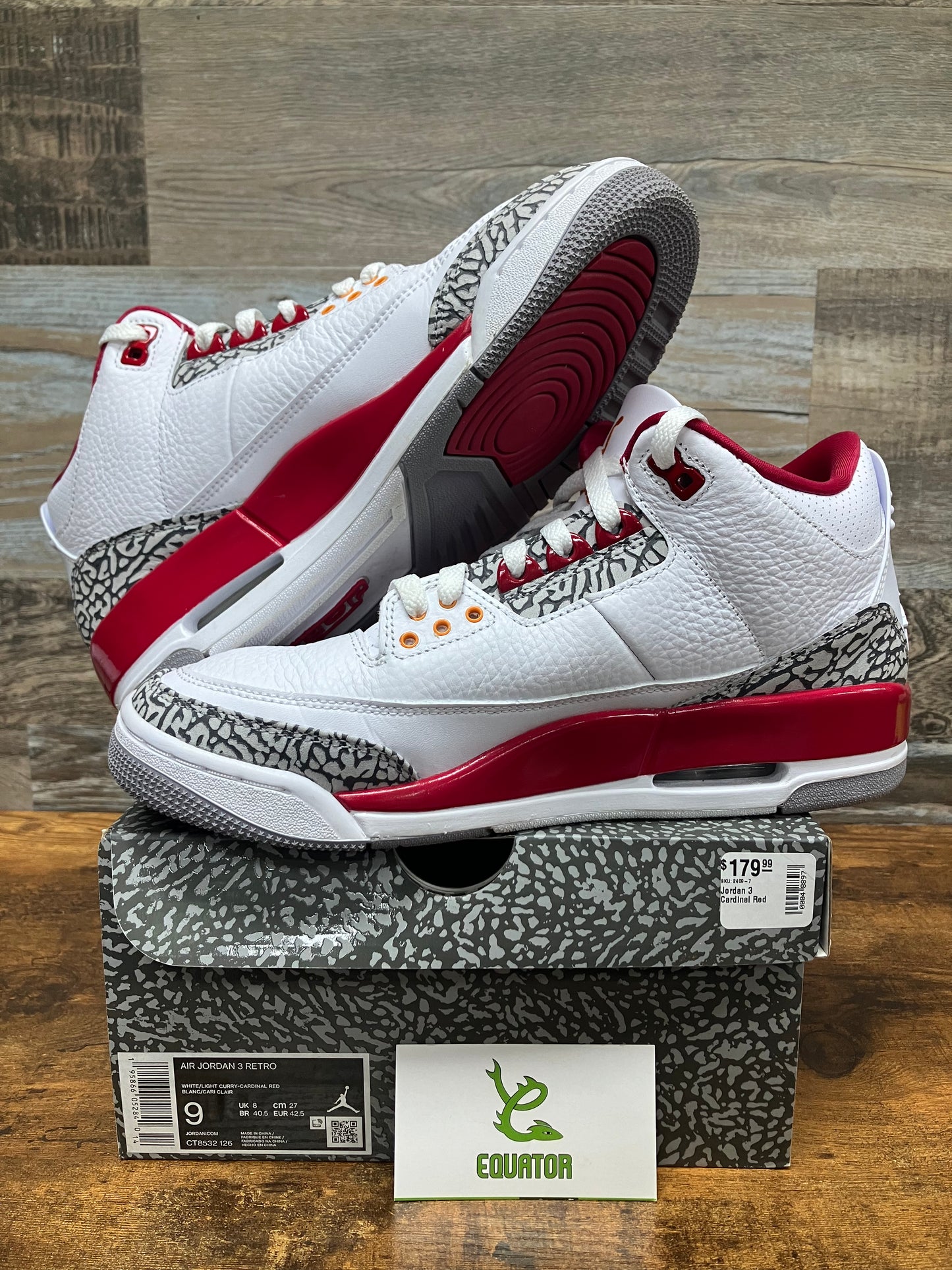 Jordan 3 Retro Cardinal Red Size  9