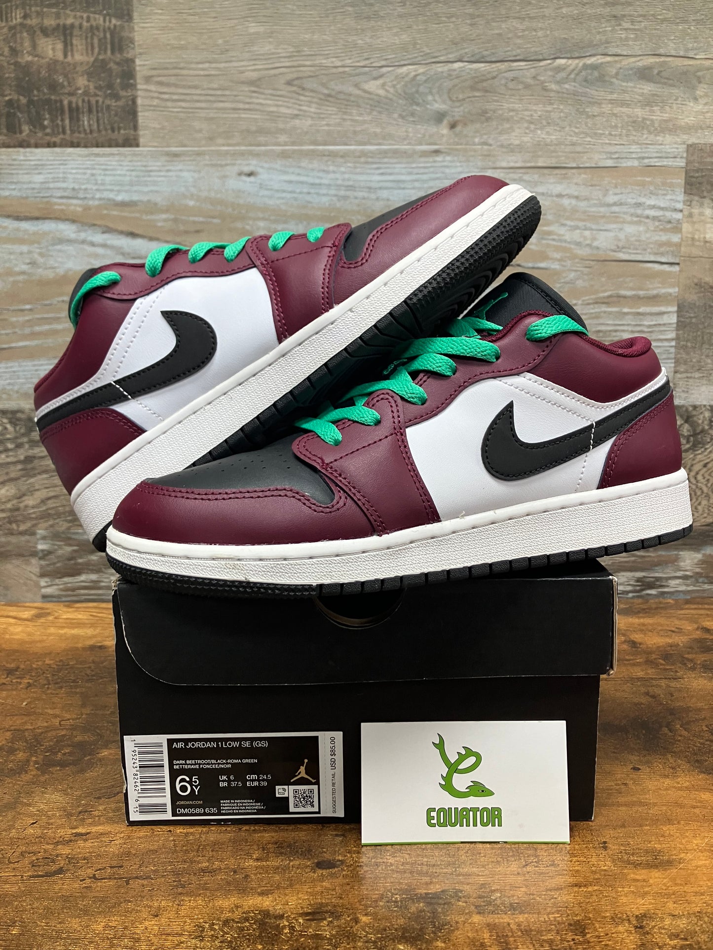 Jordan 1 Low SE Dark Beetroot Roma Green Size 6.5Y