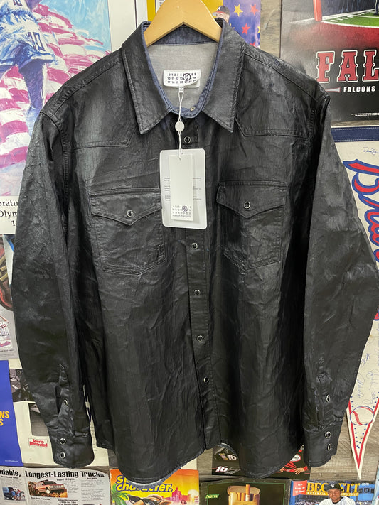 50-MM6 Maison Margiela Western Double Pocket Painted Denim Shirt