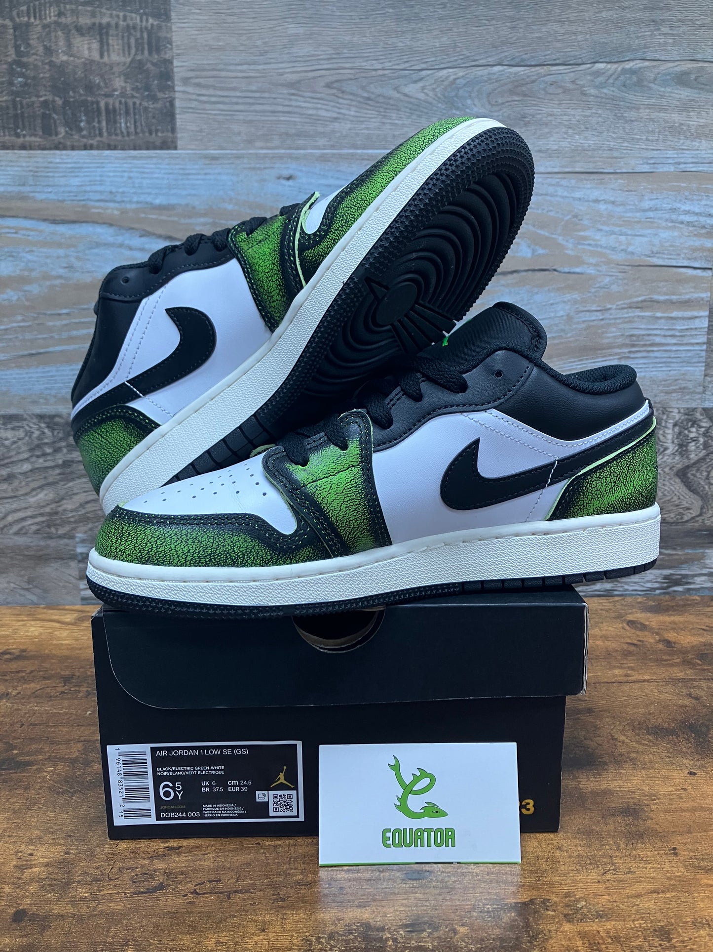 Jordan 1 Low Wear Away Electric Green GS Size 6.5Y