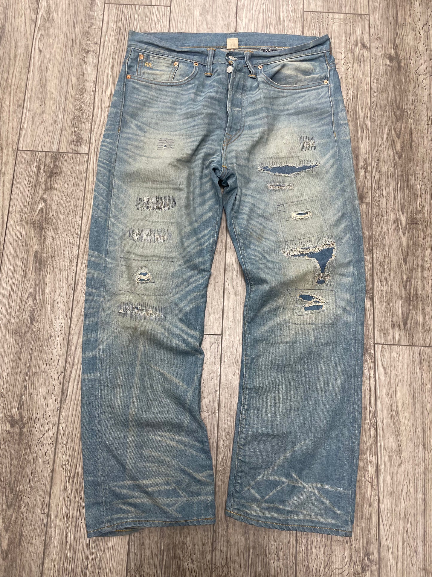 32-RRL 5 Pocket Distressed Selvedge Jeans