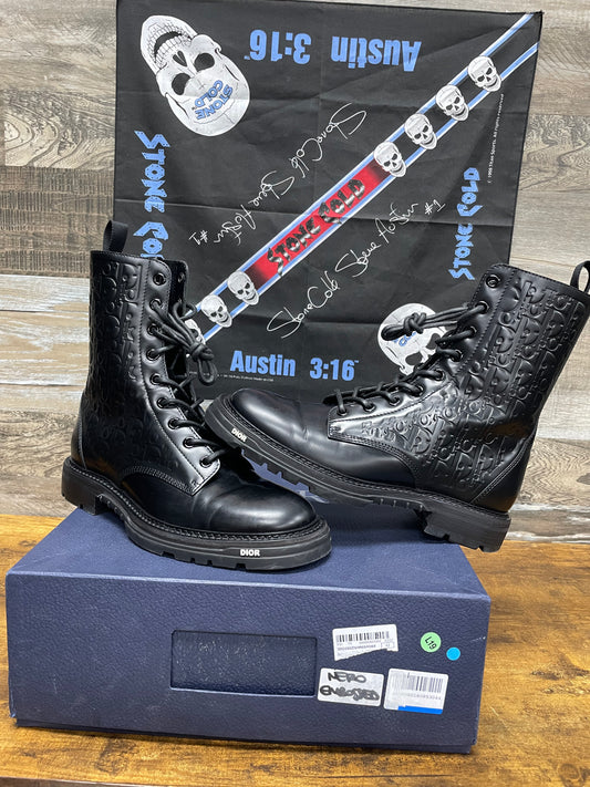 42-Dior Explorer Embossed Oblique Black Boots