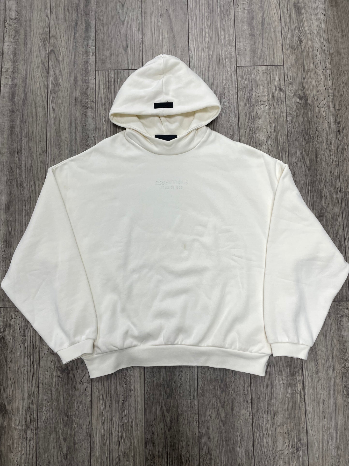 L-Fear of God Essentials Cloud Dancer Hoodie