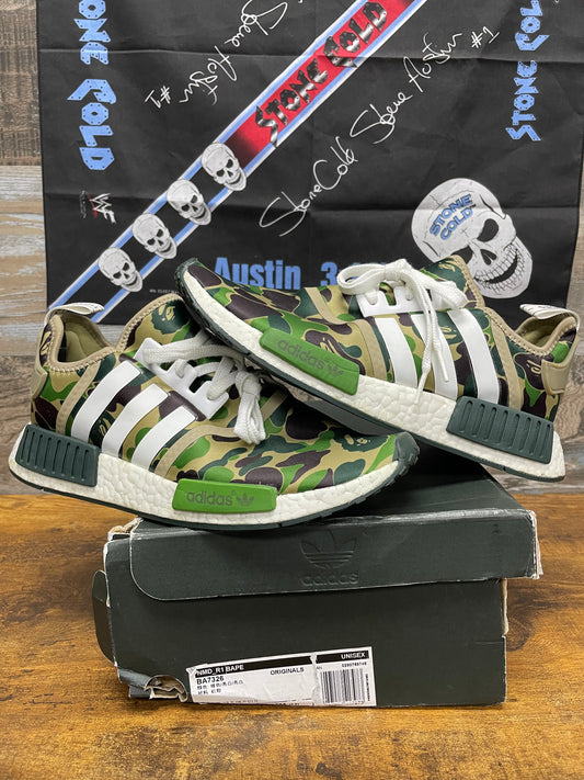 9.5-Bape Adidas NMD_R1 Olive Camo
