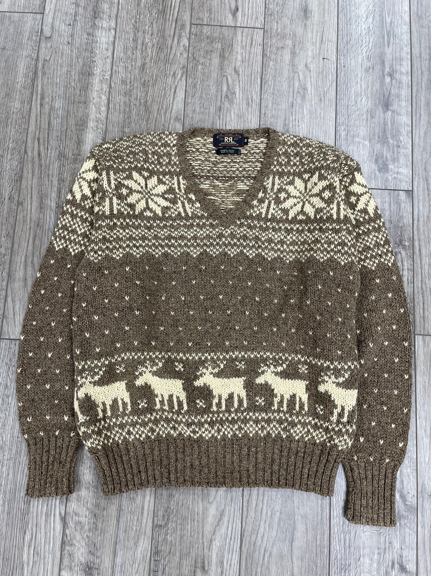 M-RRL Silk V-neck Elk Sweater