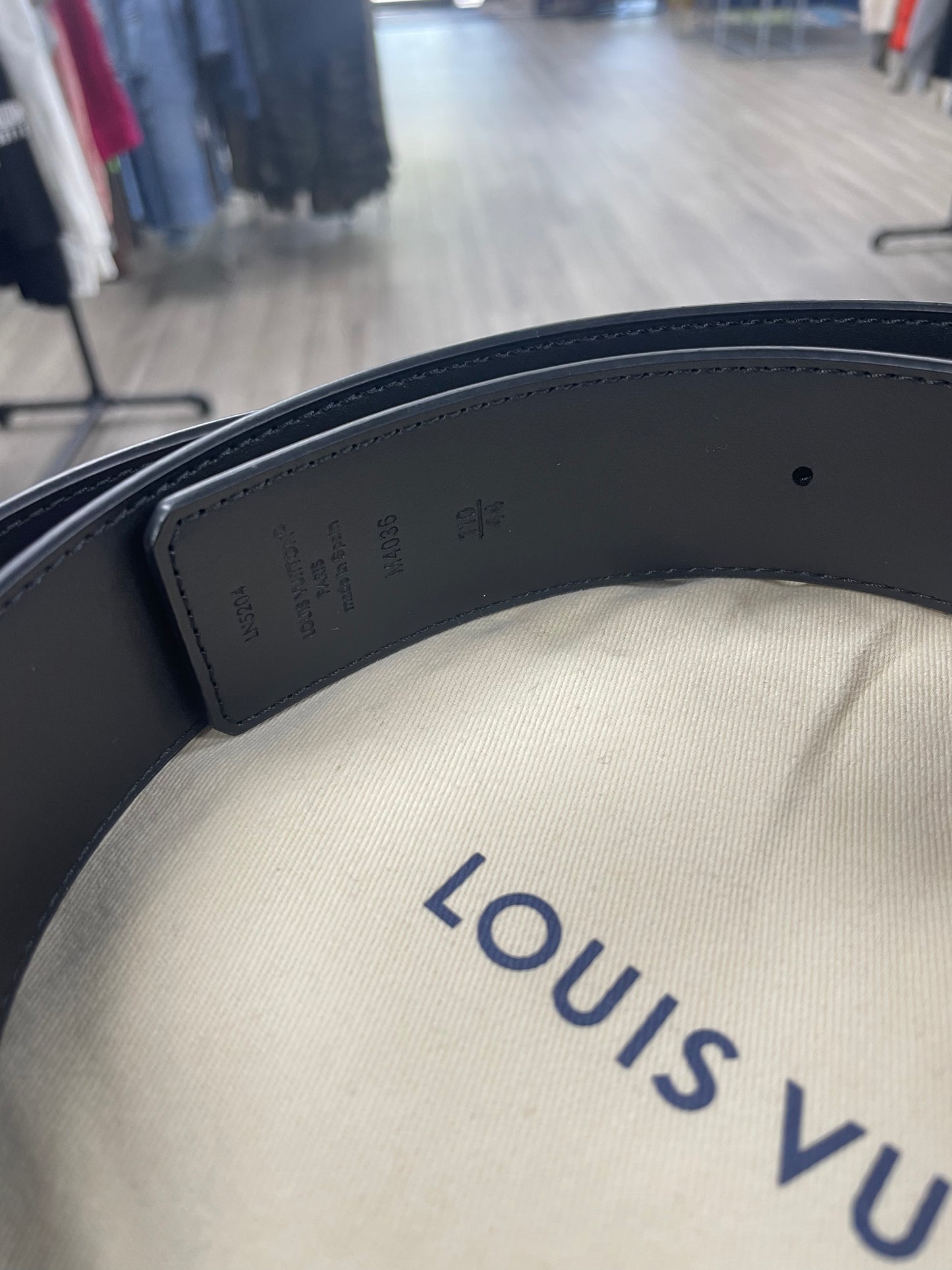 44-Louis Vuitton Silver Buckle Rainbow Monogram Belt