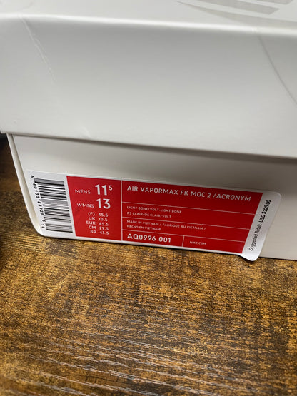 11.5-Nike Air Vapormax Moc 2 Acronym Light Bone