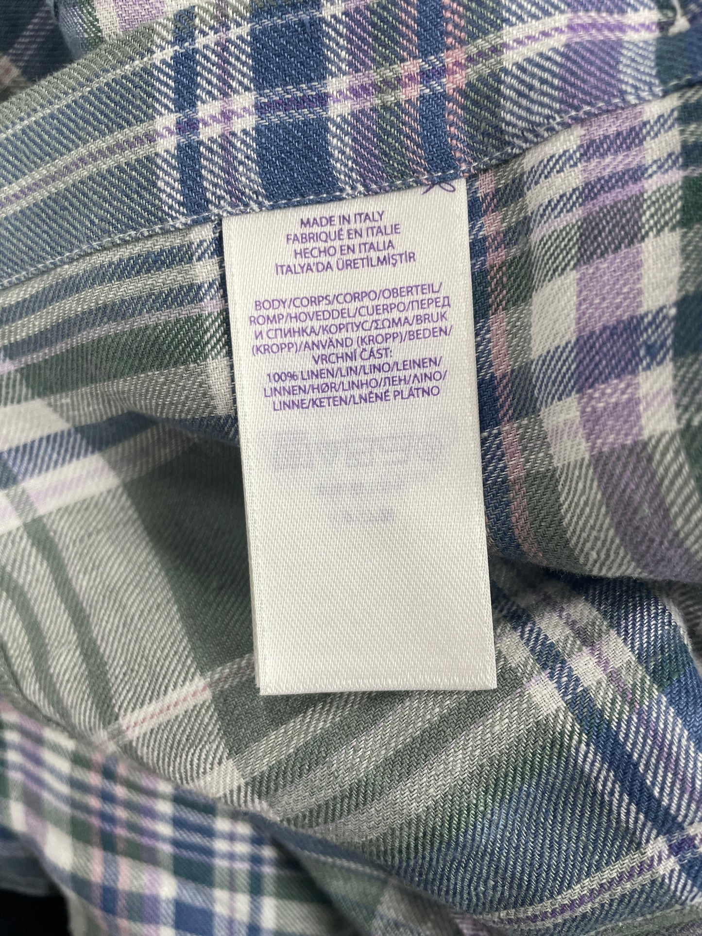 S-Purple Label Ralph Lauren Multicolor Plaid Button Up Long Sleeve