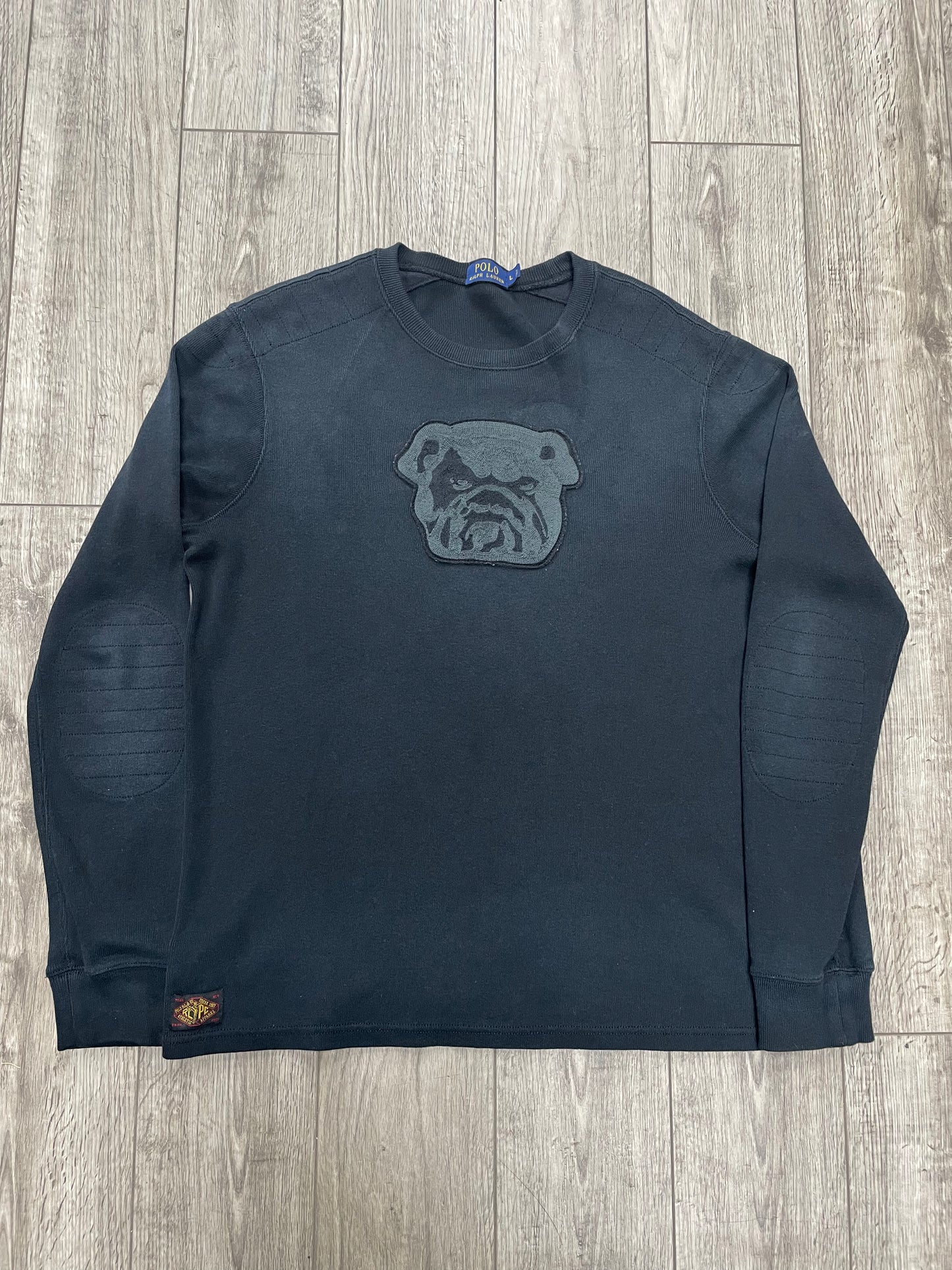 L-Polo Ralph Lauren Bulldog Patch Crewneck