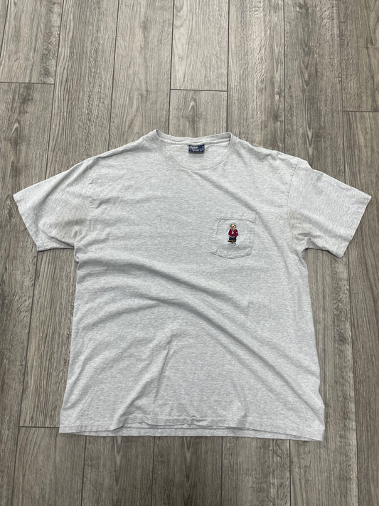 L-Vintage Polo Ralph Lauren Grey Bear Pocket Tee