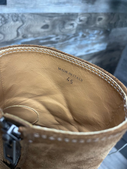 45/12-Maison Margiela Brown Buckle Strap Suede Boots