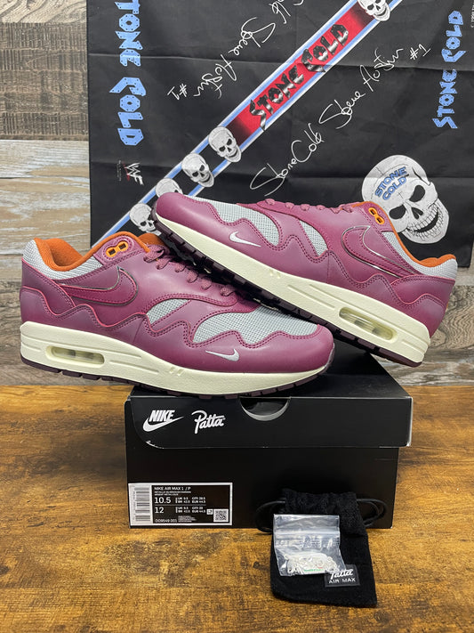 10.5-Patta Waves Nike Air Max 1 Rush Maroon