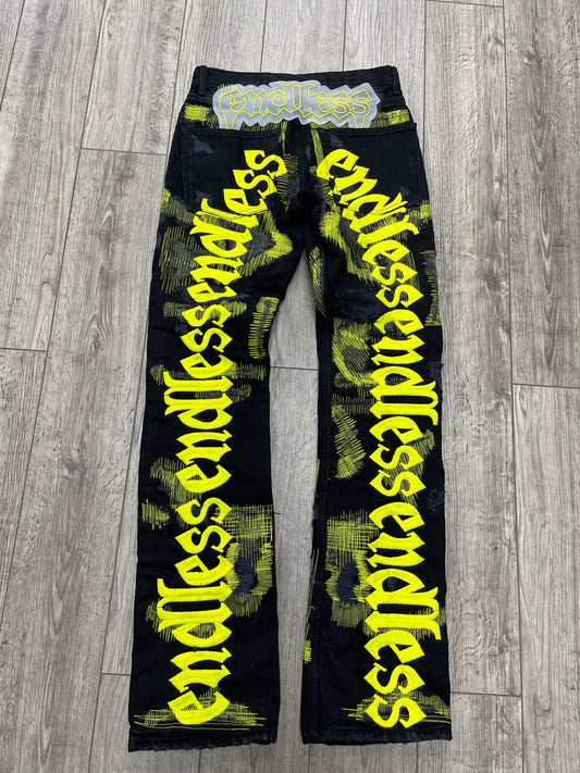 28-Endless Denim Black/Yellow Jeans