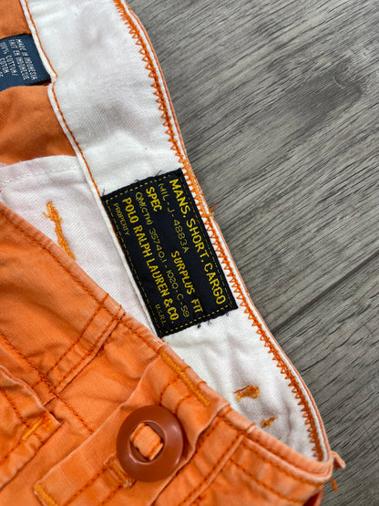34-Polo Ralph Lauren Surplus Fit Big Button Orange Cargo Shorts