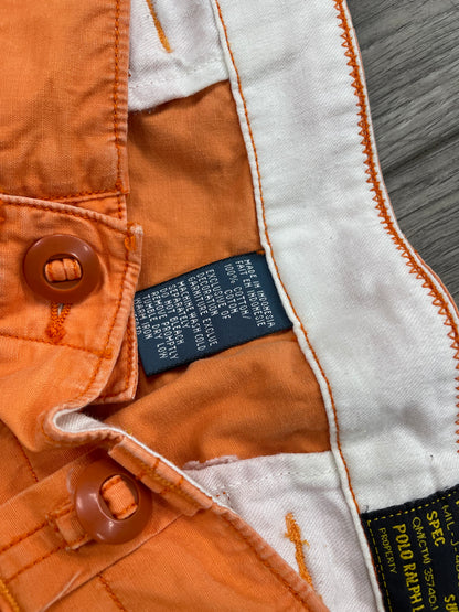 34-Polo Ralph Lauren Surplus Fit Big Button Orange Cargo Shorts