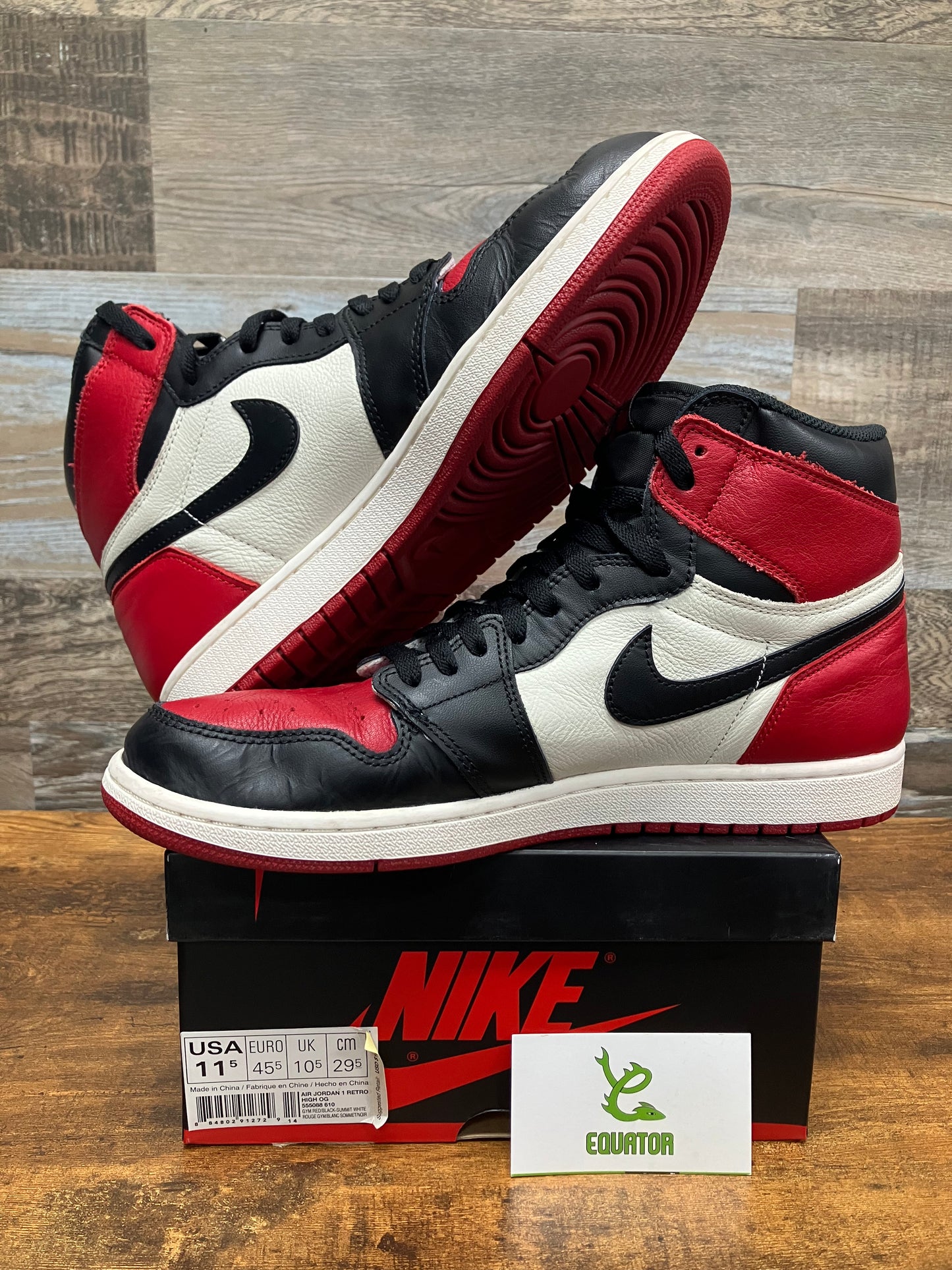 Jordan 1 Retro High OG Bred Toe Size 11.5