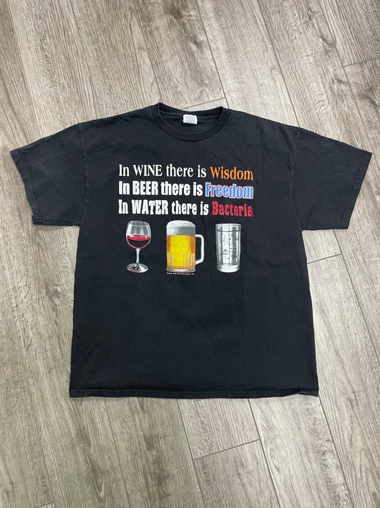 Wine Beer Water Tee Size L