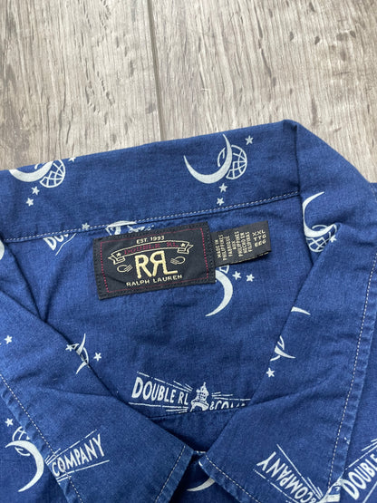 RRL Lighthouse Print Indigo Camp Shirt XXL