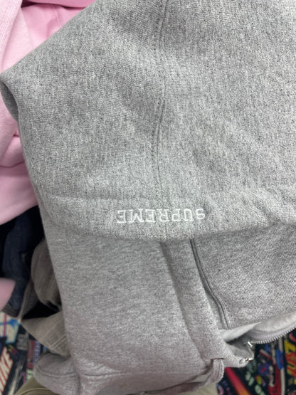 L - Supreme S Logo Zip Up Hooded Grey Sweatshirt