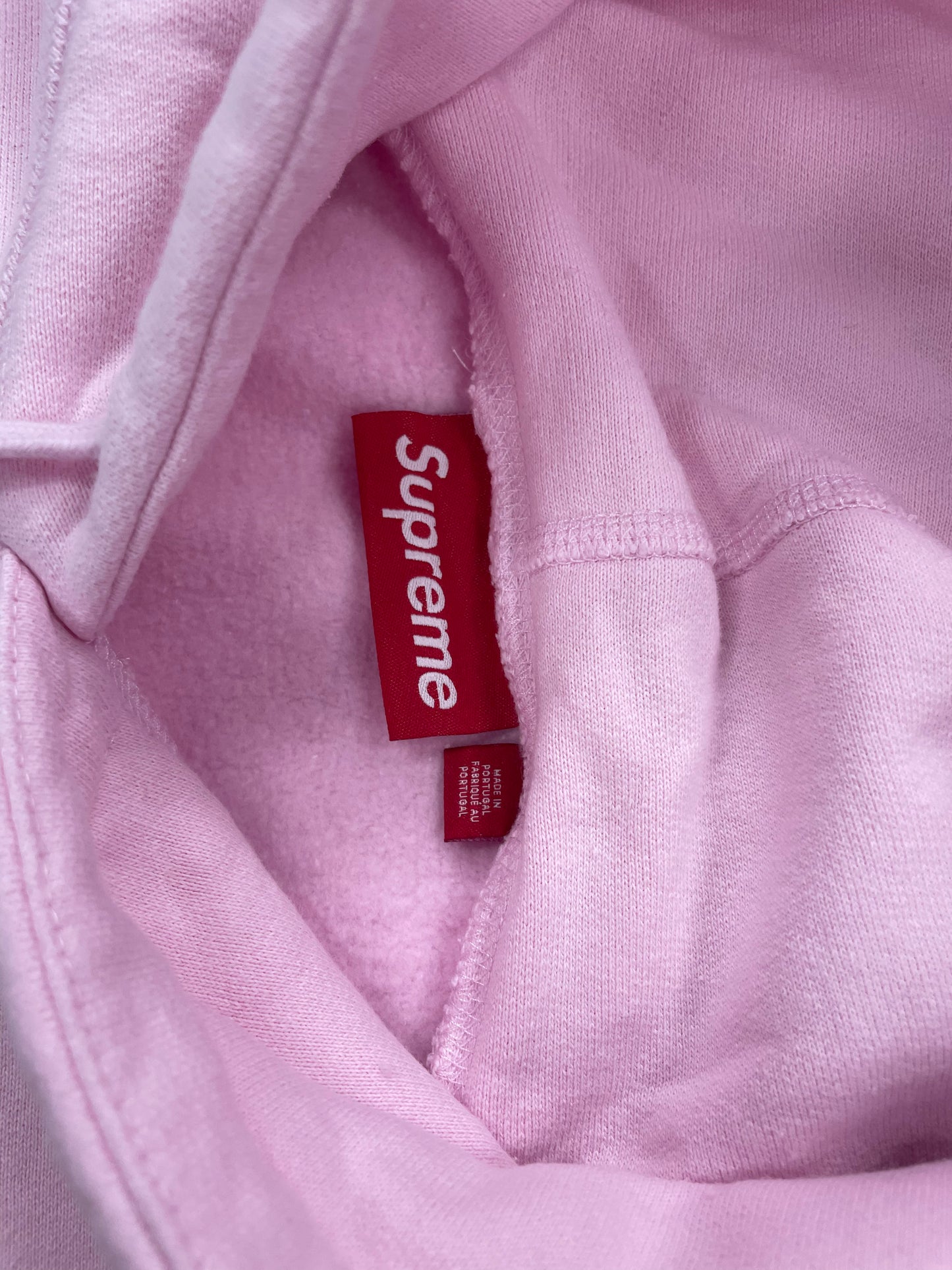 L - Supreme Reverse Logo Hooded pink Sweatshirt