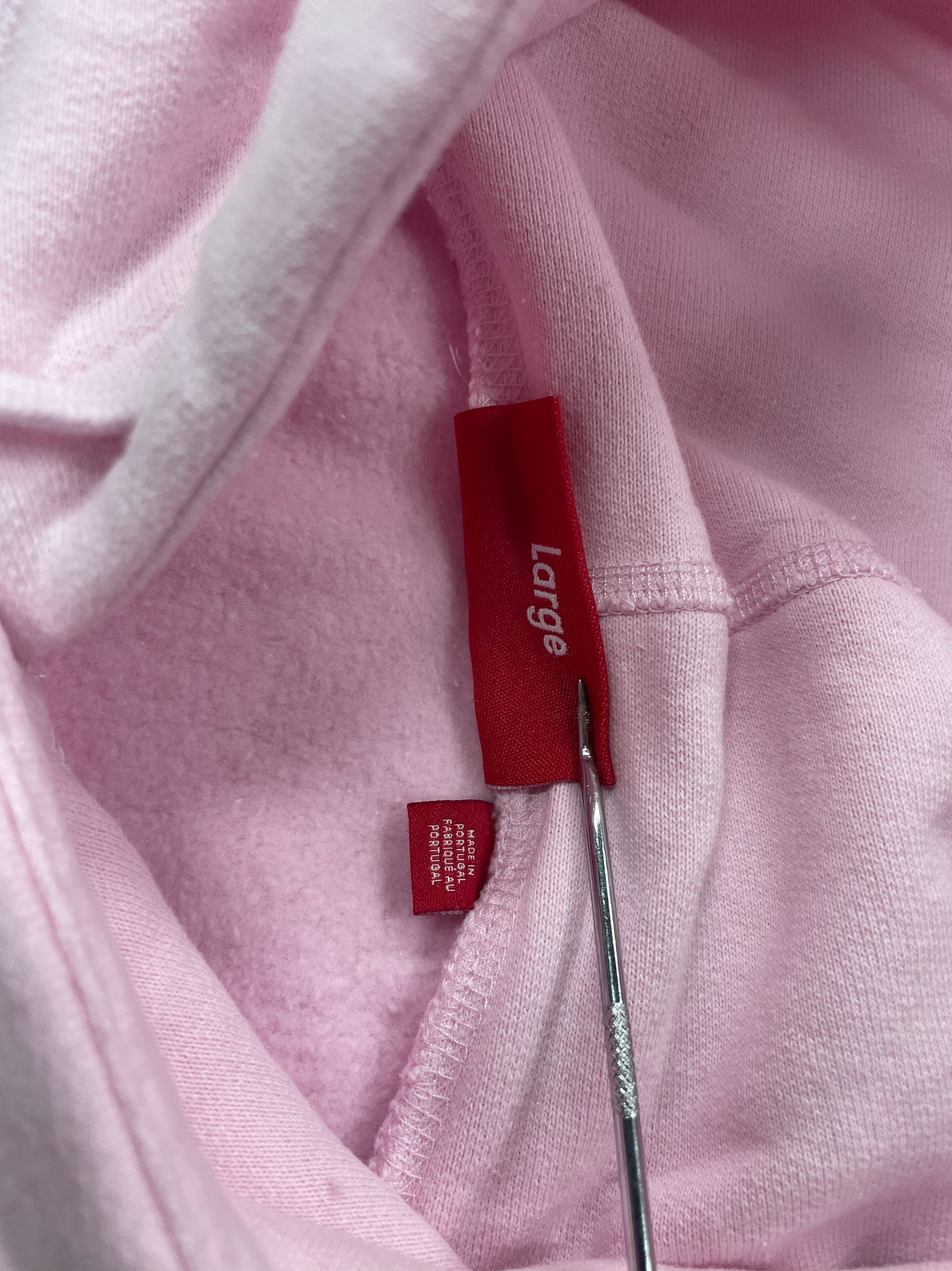 L - Supreme Reverse Logo Hooded pink Sweatshirt
