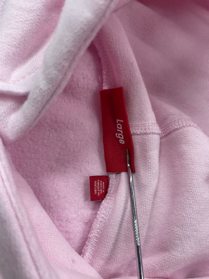 L - Supreme Reverse Logo Hooded pink Sweatshirt