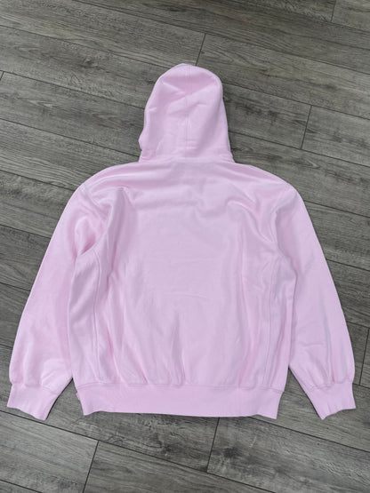 L - Supreme Reverse Logo Hooded pink Sweatshirt