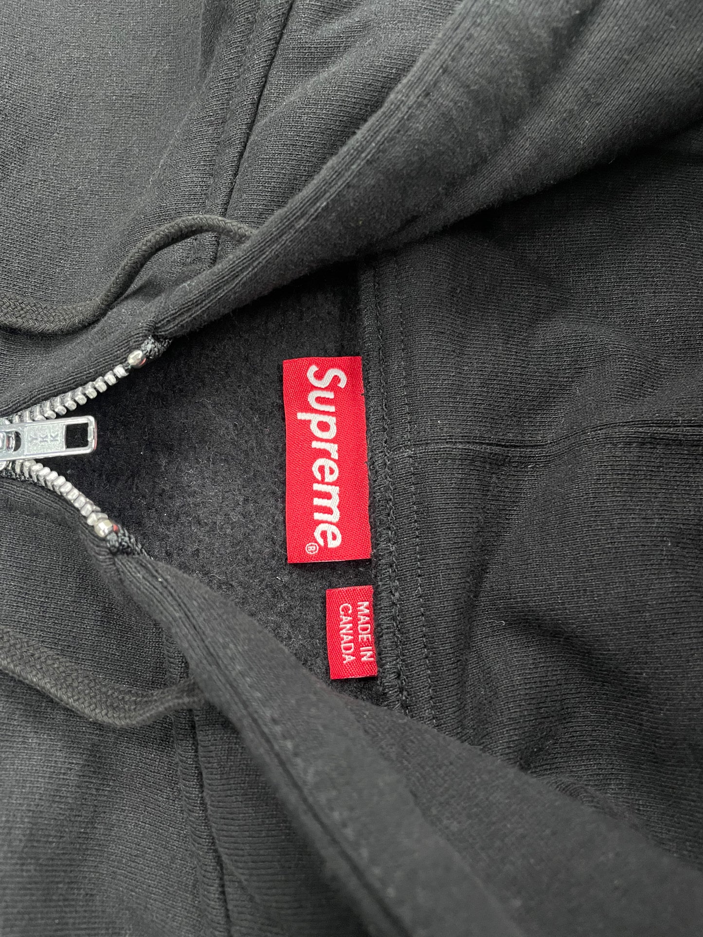 L - Supreme S Logo Zip Up Hooded Black Sweatshirt