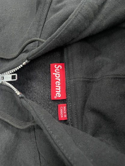 L - Supreme S Logo Zip Up Hooded Black Sweatshirt
