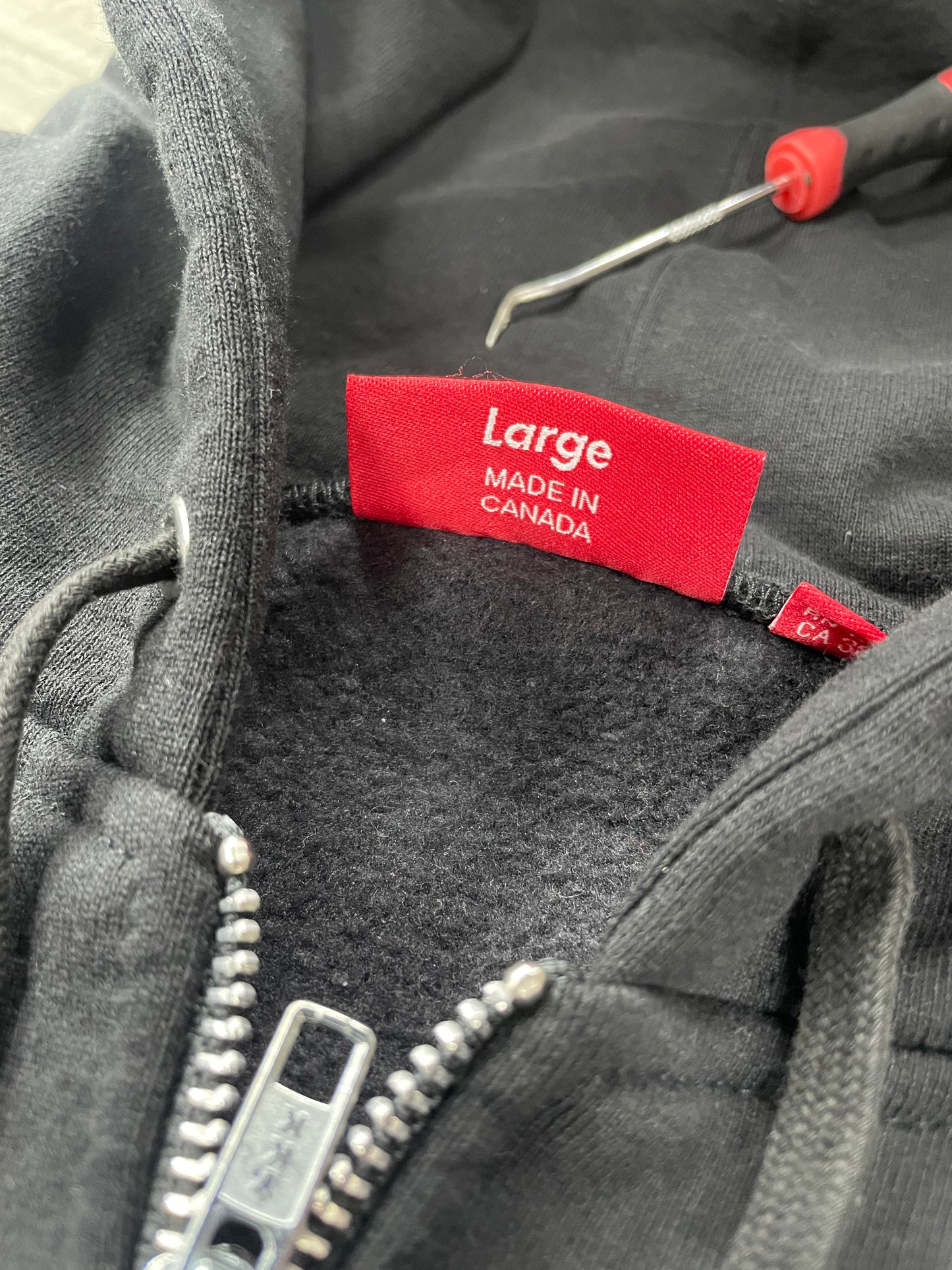 L - Supreme S Logo Zip Up Hooded Black Sweatshirt