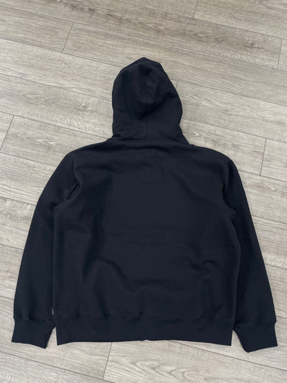L - Supreme S Logo Zip Up Hooded Black Sweatshirt