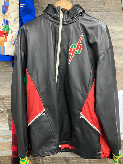 Gucci GG Blade Leather Bomber Jacket Size XL
