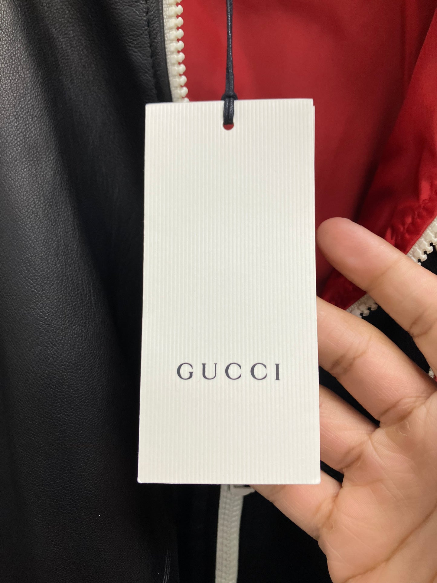 Gucci GG Blade Leather Bomber Jacket Size XL