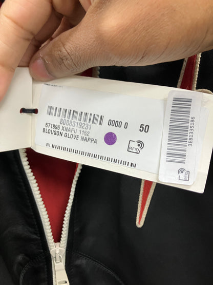 Gucci GG Blade Leather Bomber Jacket Size XL