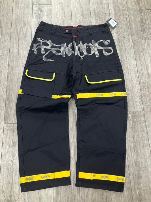 40-Marithé François Girbaud Black Shuttle Tape Cargo Pants