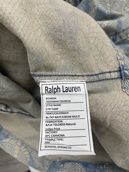 M-RRL Indigo Anchor-Print Linen Blend Camp Shirt