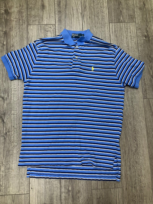 M-Blue/White striped polo
