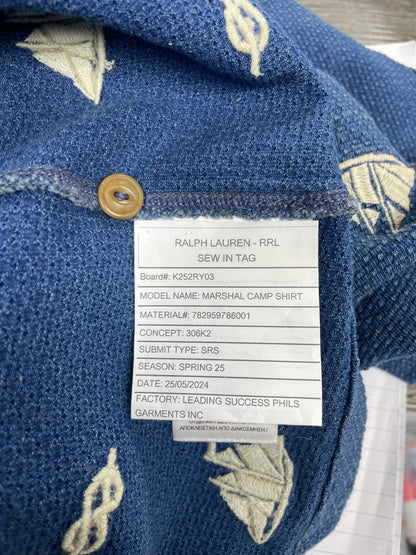 M-RRL Nautical Print Embroidered Short Sleeve Button up