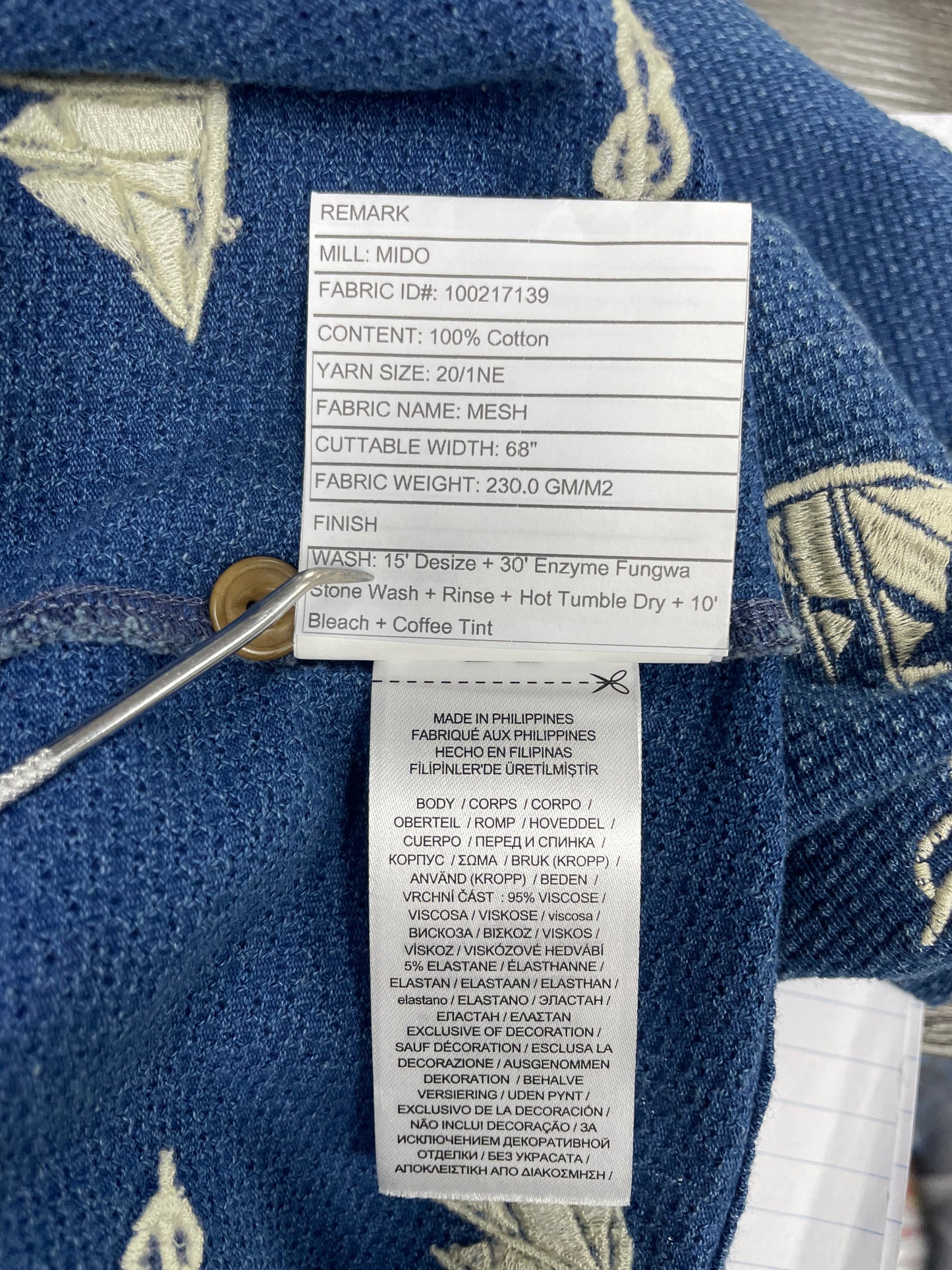 M-RRL Nautical Print Embroidered Short Sleeve Button up