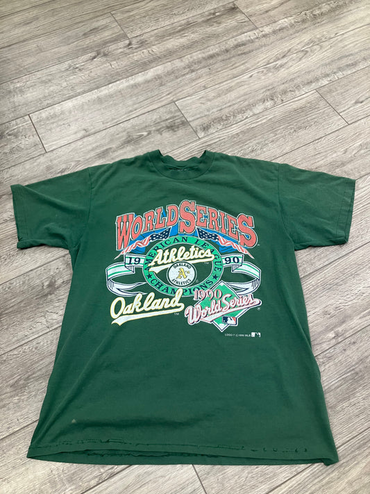 L-Vintage 1990 Oakland World Series Tee