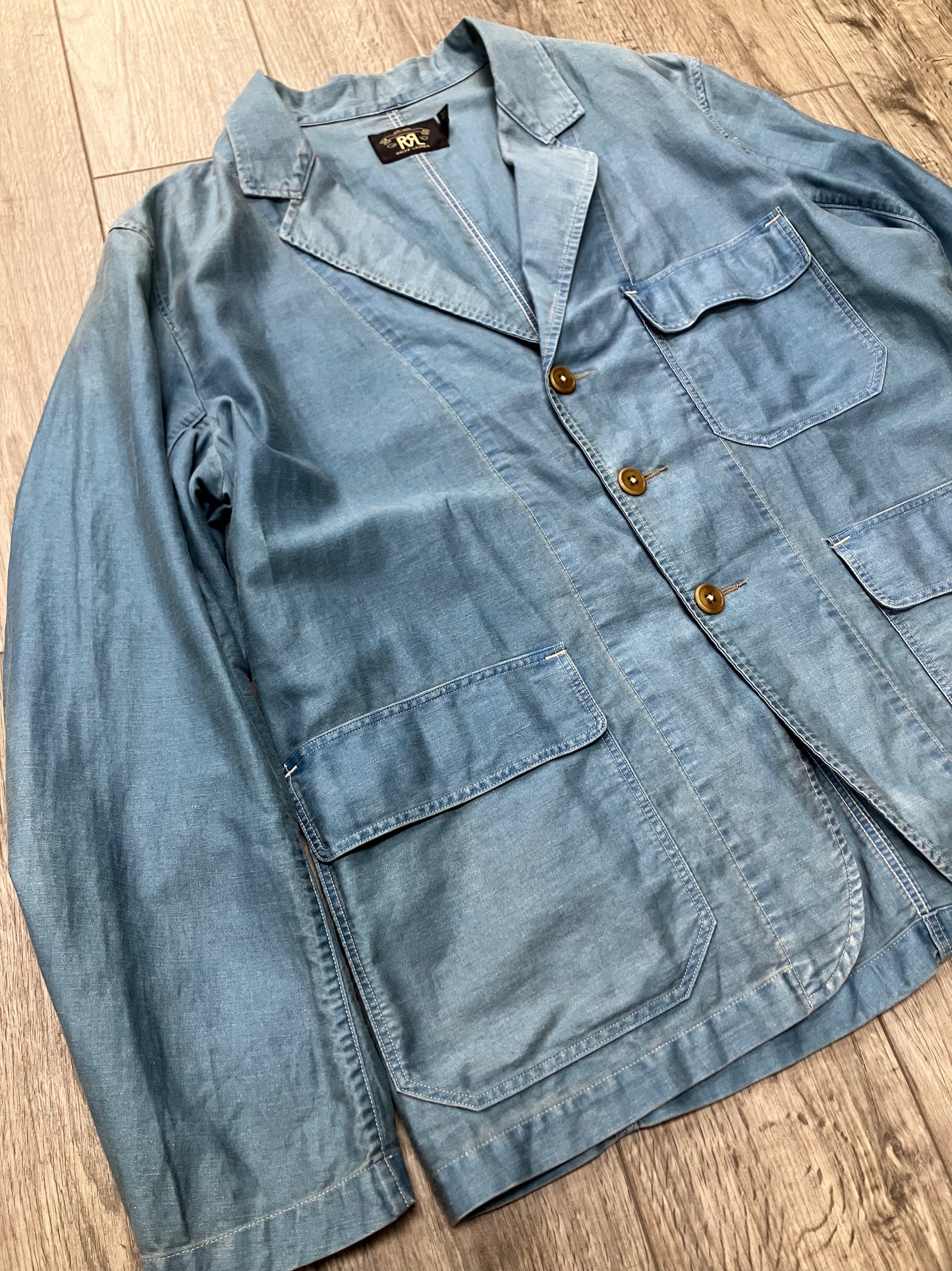 L-Ralph Lauren RRL/Double RL Light Denim Blazer Jacket