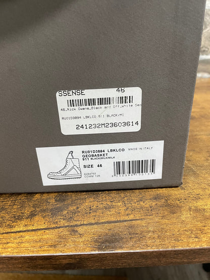 46/13-Rick Owens Geobasket Black Milk Sneakers