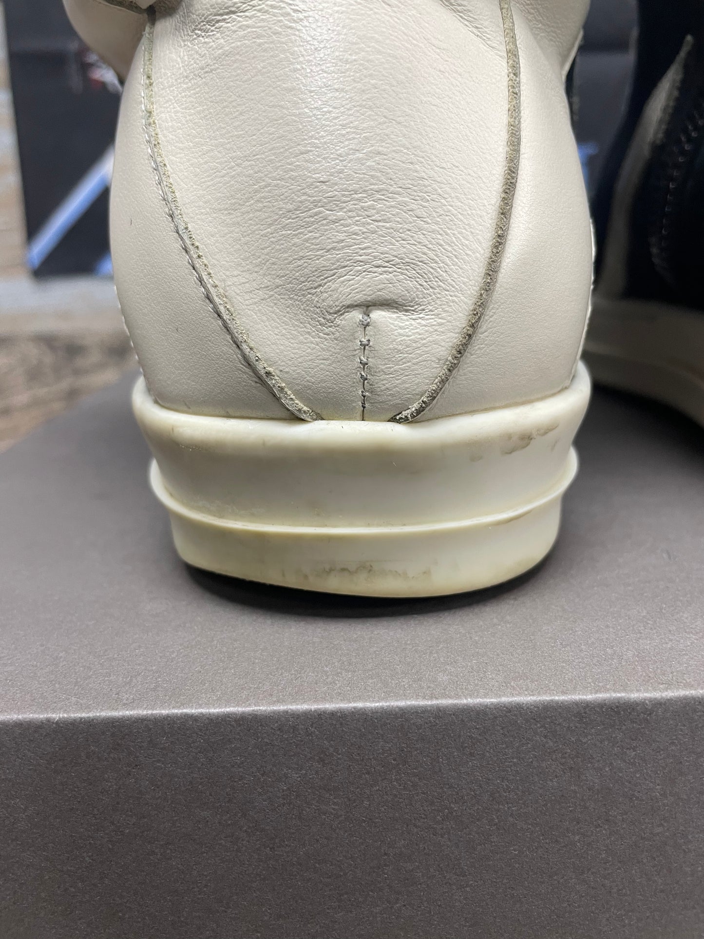 46/13-Rick Owens Geobasket Black Milk Sneakers