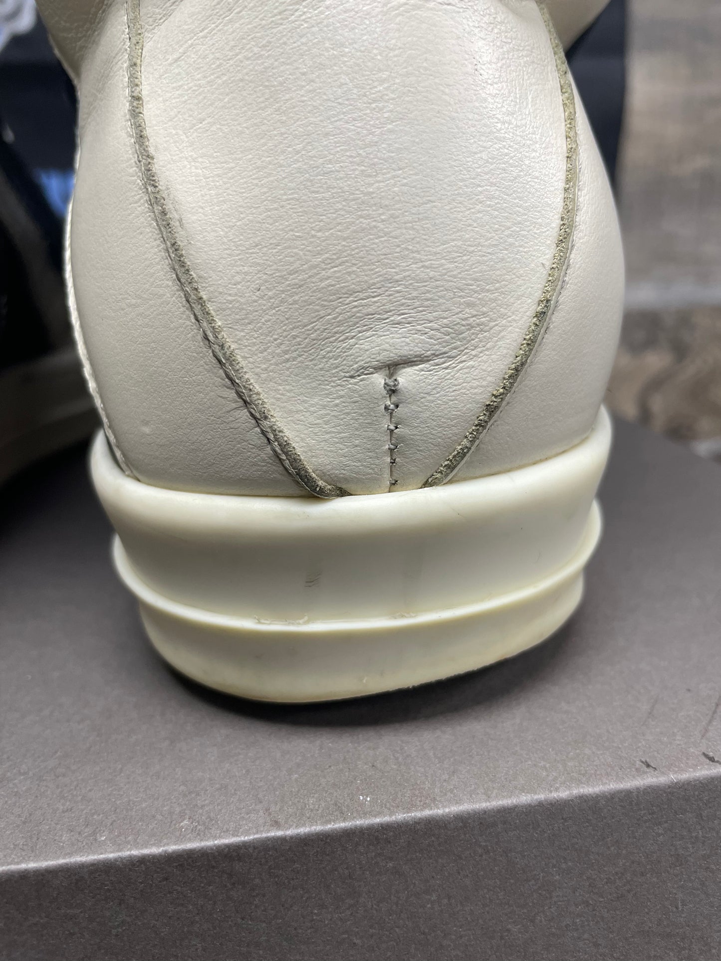 46/13-Rick Owens Geobasket Black Milk Sneakers