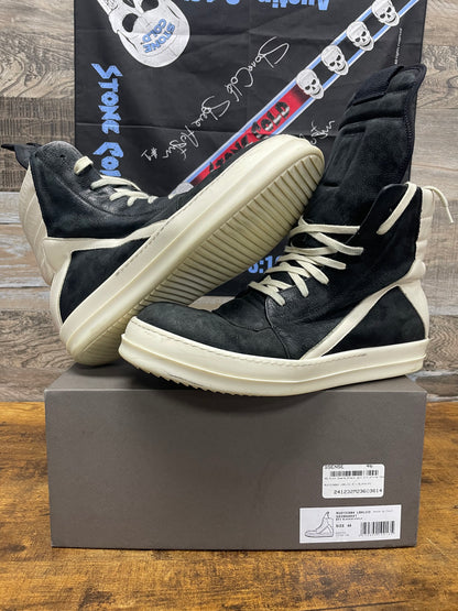 46/13-Rick Owens Geobasket Black Milk Sneakers