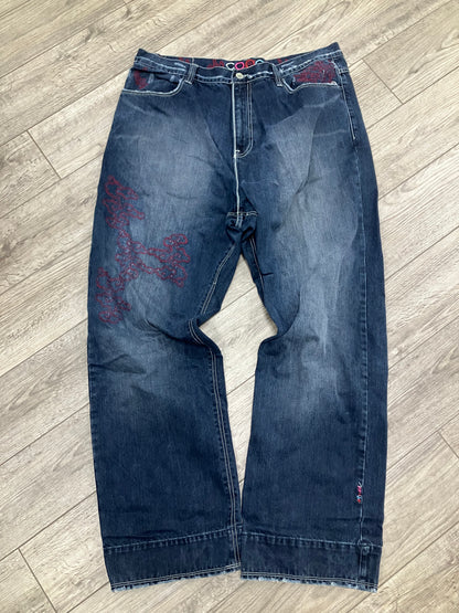 42-Coogi Embroidered Dark Blue Jeans