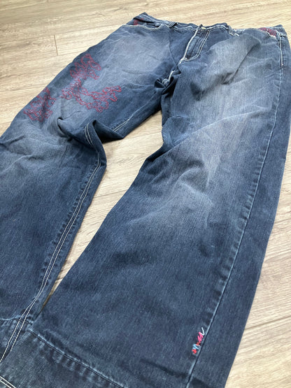 42-Coogi Embroidered Dark Blue Jeans