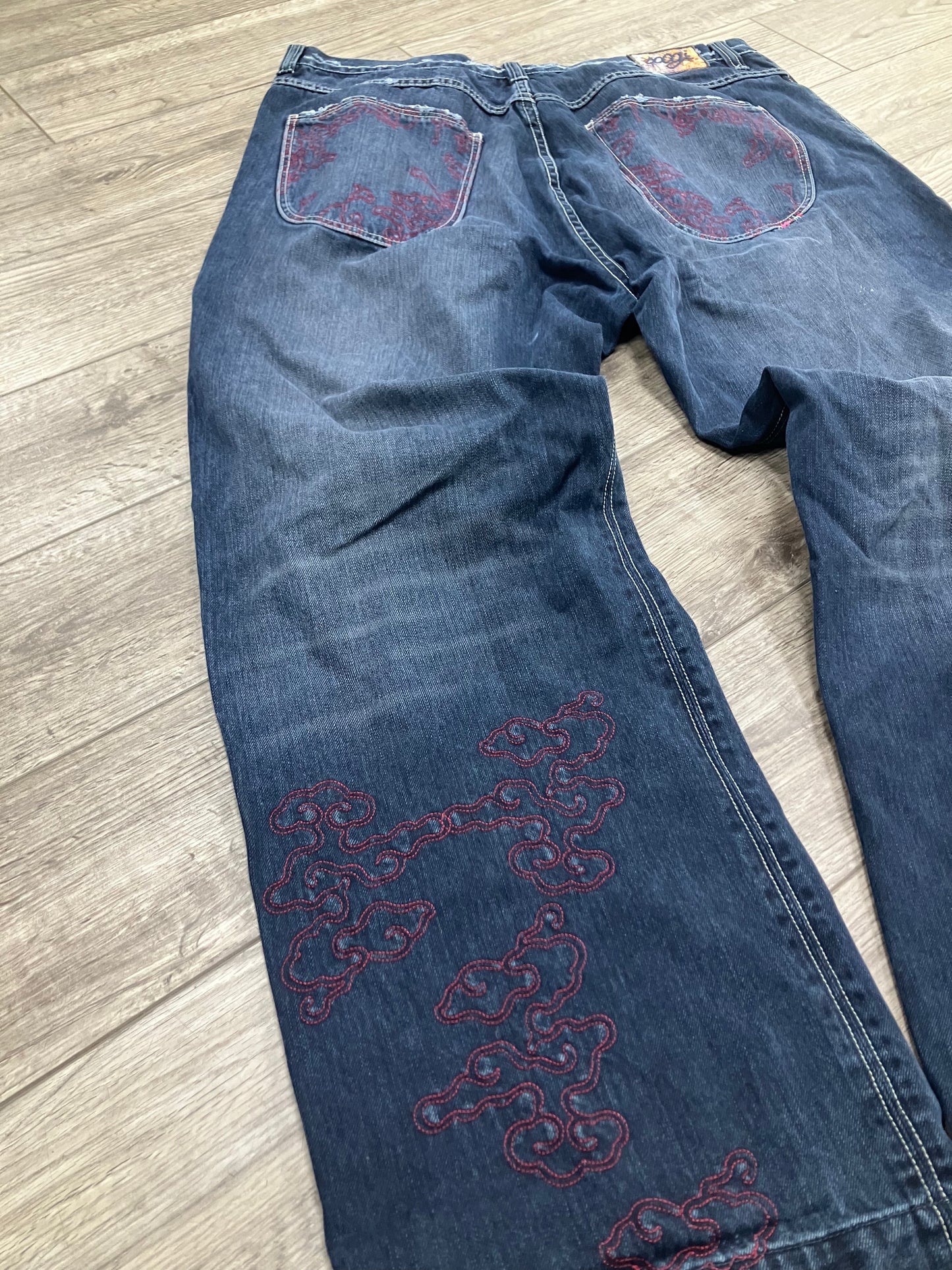 42-Coogi Embroidered Dark Blue Jeans