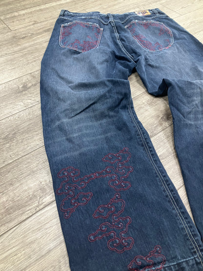 42-Coogi Embroidered Dark Blue Jeans