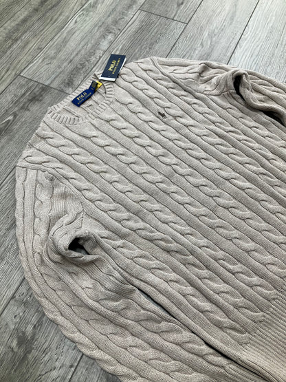 L-Polo Ralph Lauren Beige Cable Knit Sweater